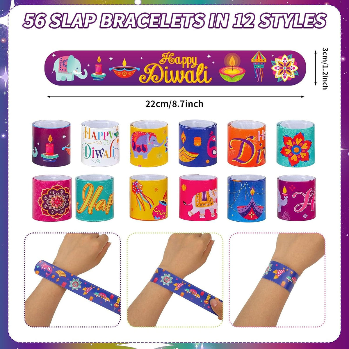 Junebrushs 56 fall Thanksgiving slap bracelets with turkey, pumpkin and leaf designs - view 20