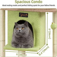 Cat Tree Tower Scratching Post for Indoor Large Adult Cats with Perch - Green / 28 Inches - image 3