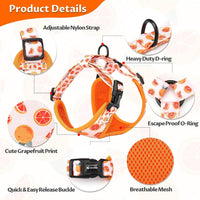 Dog Cat Harness and Leash Set - Grapefruit / M (Neck 13.4"-16.5"; Chest 17.7"-23") - image 3