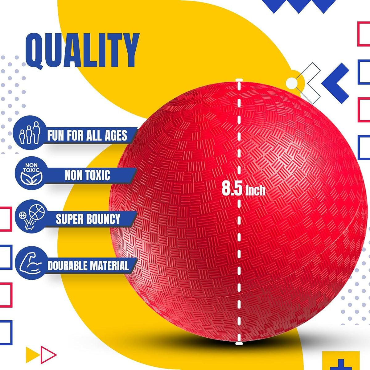 8.5-Inch Red Playground Balls for Kickball, Dodgeball & Recess – Fun for Kids & Family - 8.5 Inch - Pack of 4 - image 2