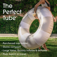 FUNBOY Giant 46" Vintage Pink Stripe Pool Tube Float with Cup Holder – Fun for Kids & Family - Mocha Brown - image 3