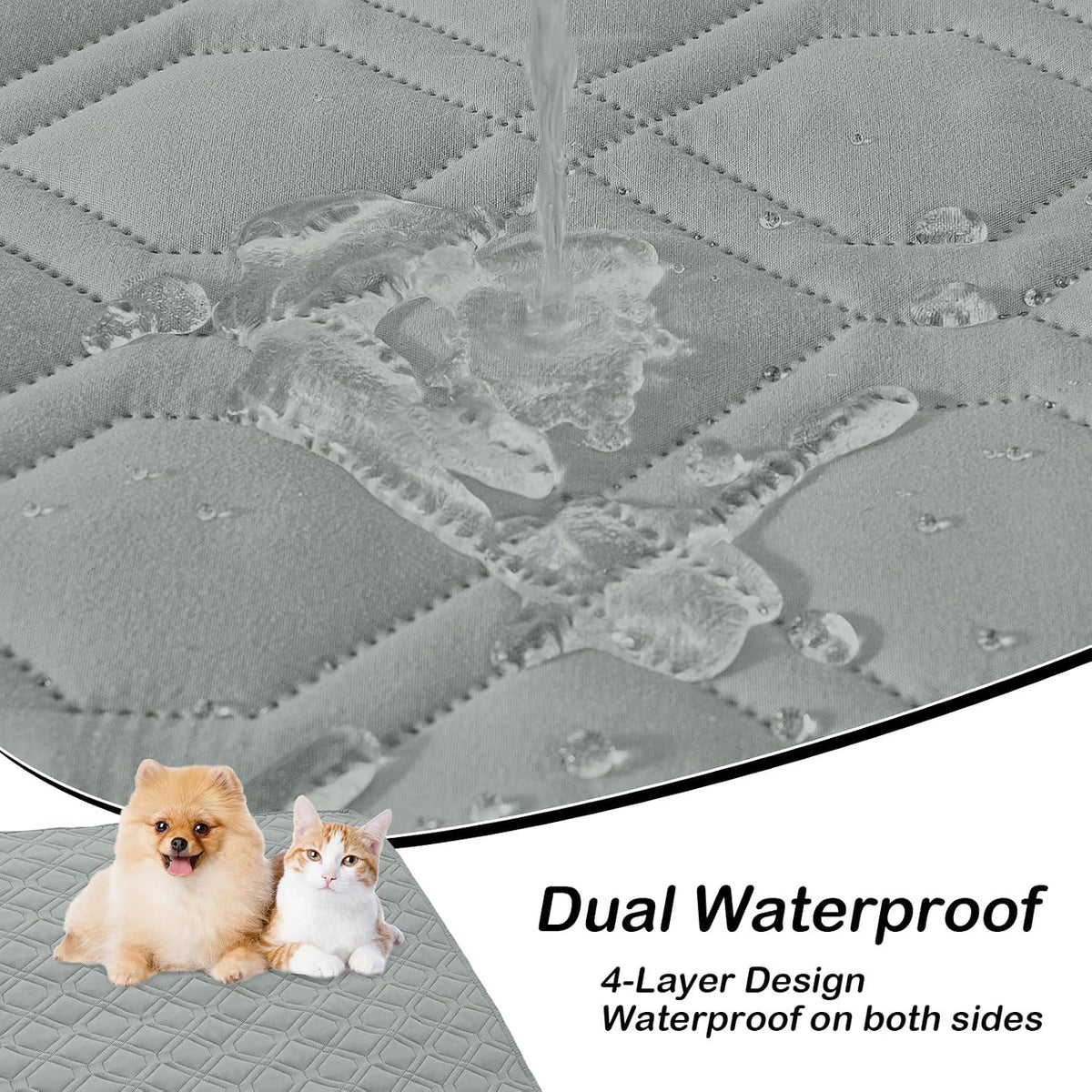 Waterproof Dog Bed Blanket - Grey+dark Grey / Geometric / 30x70 Inch - image 2
