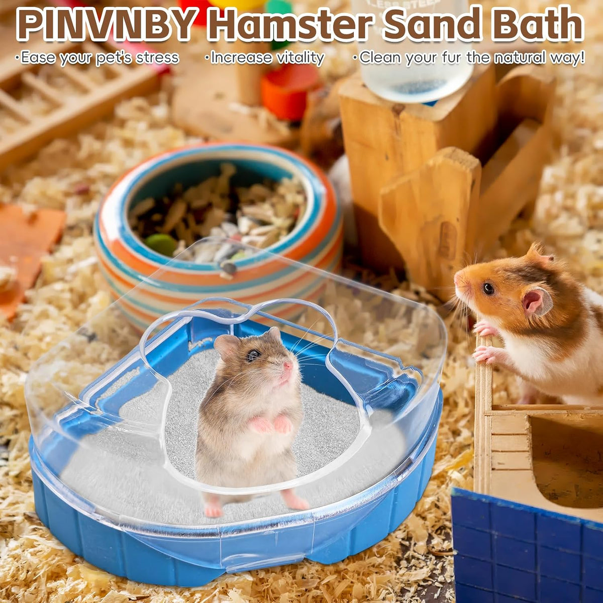 PINVNBY Large Hamster Sand Bath Container Chinchilla Dust Bathroom - Small - image 3