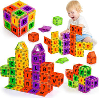Windidi 48 piece magnetic letter tiles with uppercase and lowercase alphabet stickers