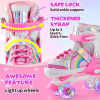 SHDSL pink rainbow light up adjustable roller skates for girls - view 17