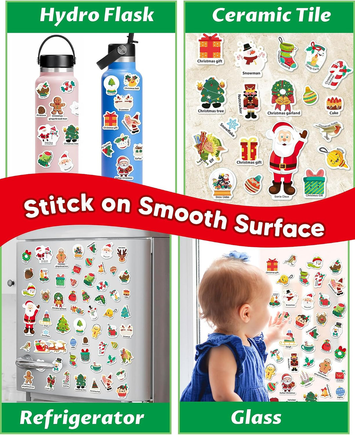 Walenced Reusable Sticker Book, Stickers for Kids - Christmas - image 4