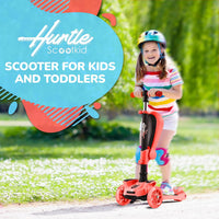 Hurtle 3-Wheeled Scooter for Kids, Wheel LED Lights - Red - image 2