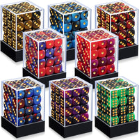 Foilswirl 144-piece 12mm mini dice set in brown, dark red, blue and gray with storage boxes - view 3