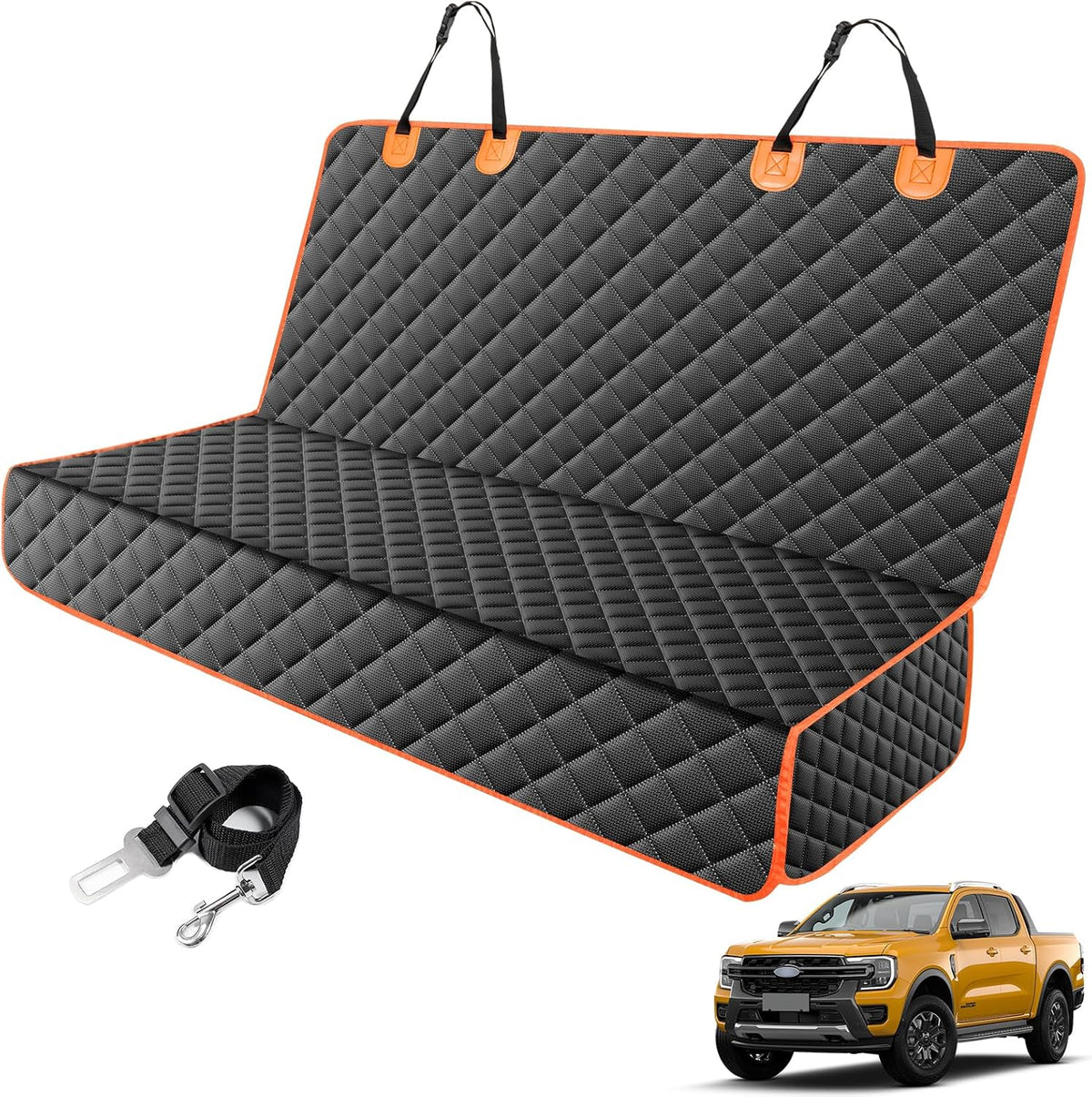 MIXJOY Dog Car Seat Cover - Black / 61"W x 55"L
