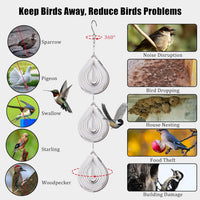 ToBeAce stainless steel bird deterrents, silver 3D reflective wind spinners - view 5