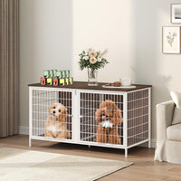 MAHANCRIS wooden double dog crate furniture with removable divider