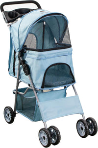 VIVO Pink 4 Wheel Pet Stroller for Cat, Dog and More - Blue