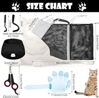 Patelai 5 Pcs Cat Bathing Bag Set Cat Grooming Bag Adjustable Pet Shower Net Muzzles Nail Clipper Tick Remover Tool Massage Brush(Black White)