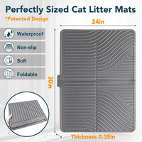 UPSKY Large Cat Litter Mat 31" x 24" Waterproof and Washable - 2.Grey - image 2