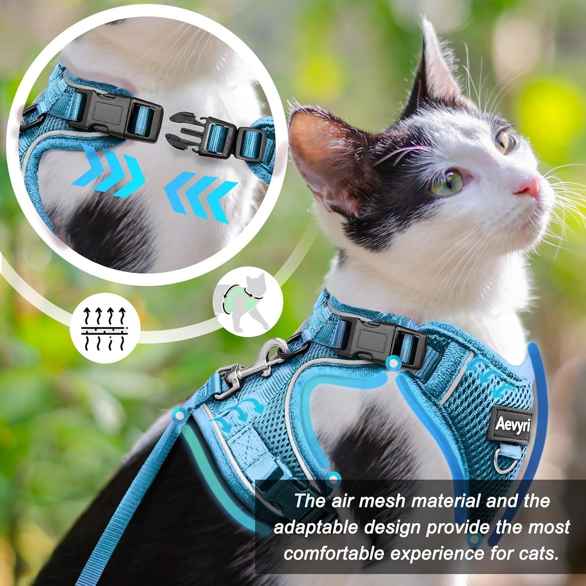 Cat Harness, Cat Harness and Leash for Walking - Blue / L(13-18lb) - image 2