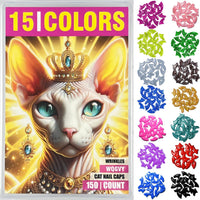 15 Colors, Cat Claw Covers Tips with Adhesives and Applicators - S