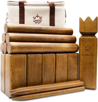 SunNordic rubber wood Kubb yard game set with king, blocks, batons and canvas carry bag - view 4