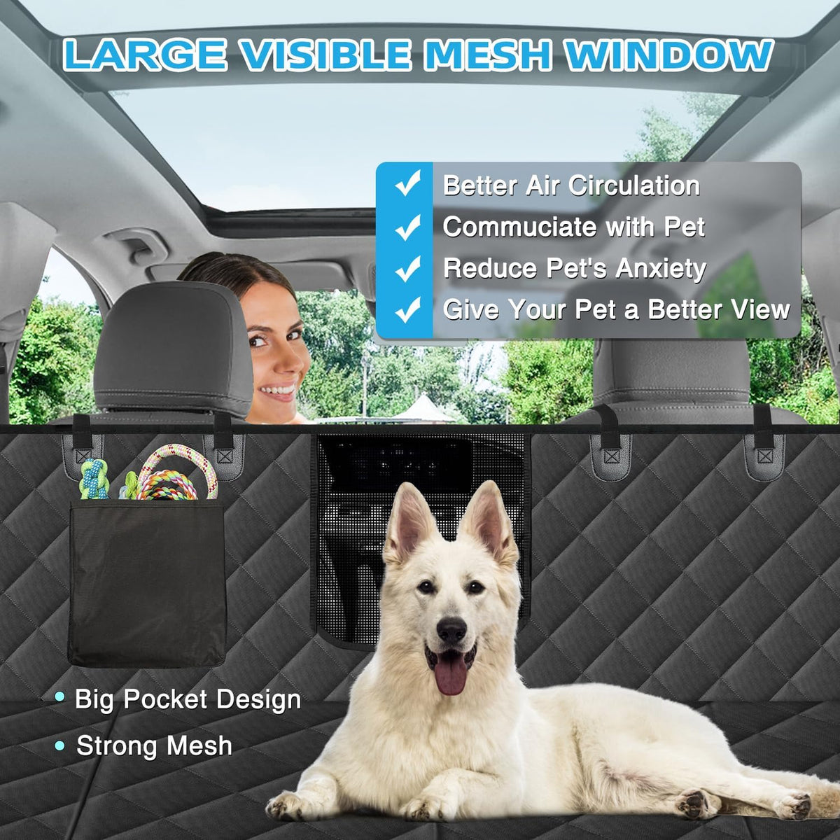Kytely Dog Car Seat Cover for Back Seat - Matte Black / Standard - image 2