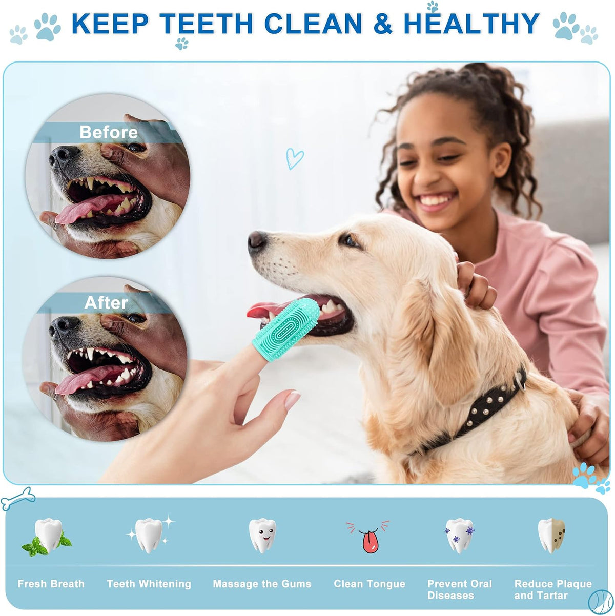 LDIIDII dog finger toothbrush 4-pack in colorful silicone - view 3
