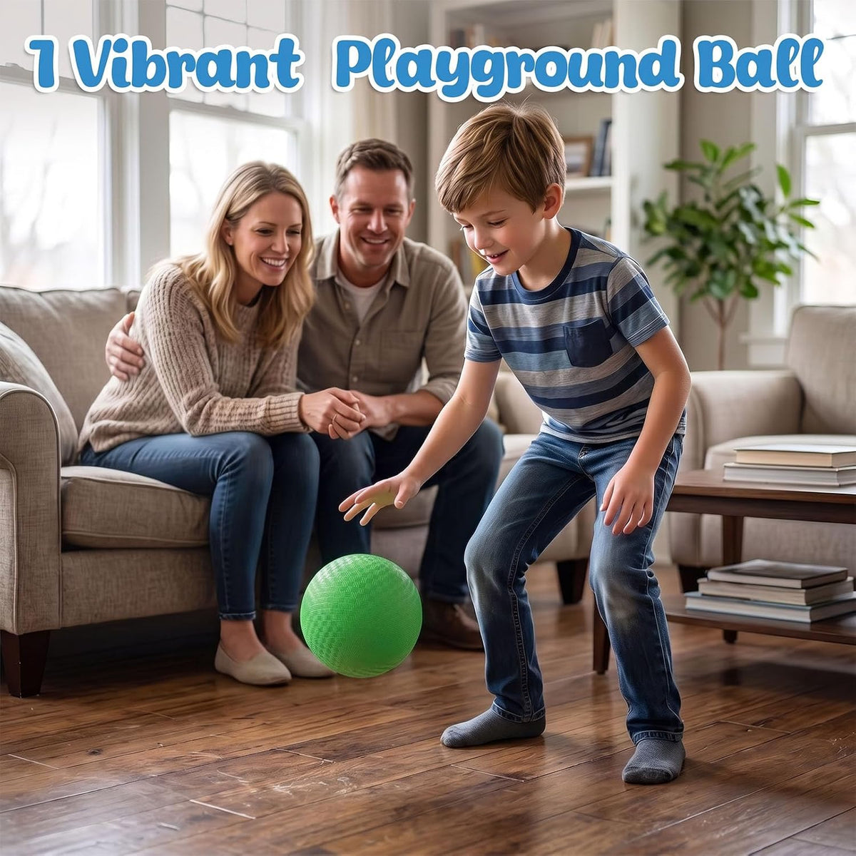 LovesTown 8.5 inch green playground ball with waffle texture and hand pump - view 14