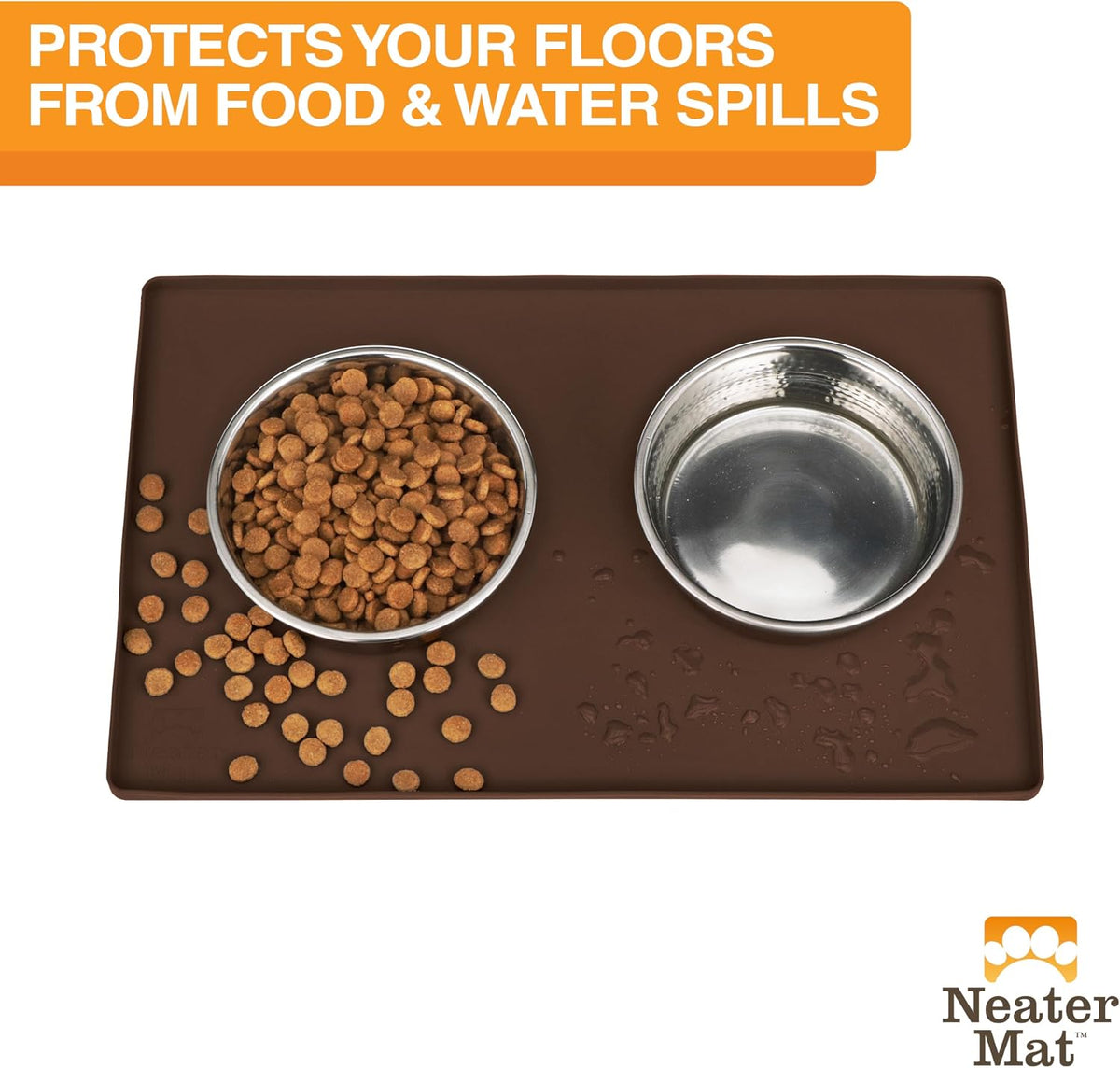 Neater Pet Brands Neater Mat Cat & Dog Food Mat - 16"L x 10"W / Brown - image 2