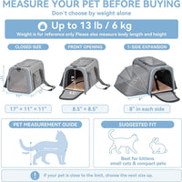 Petsfit Medium Expandable Cat Carrier for Air Travel - 17.0"L x 11.0"W x 11.0"H / Light Gray - image 2