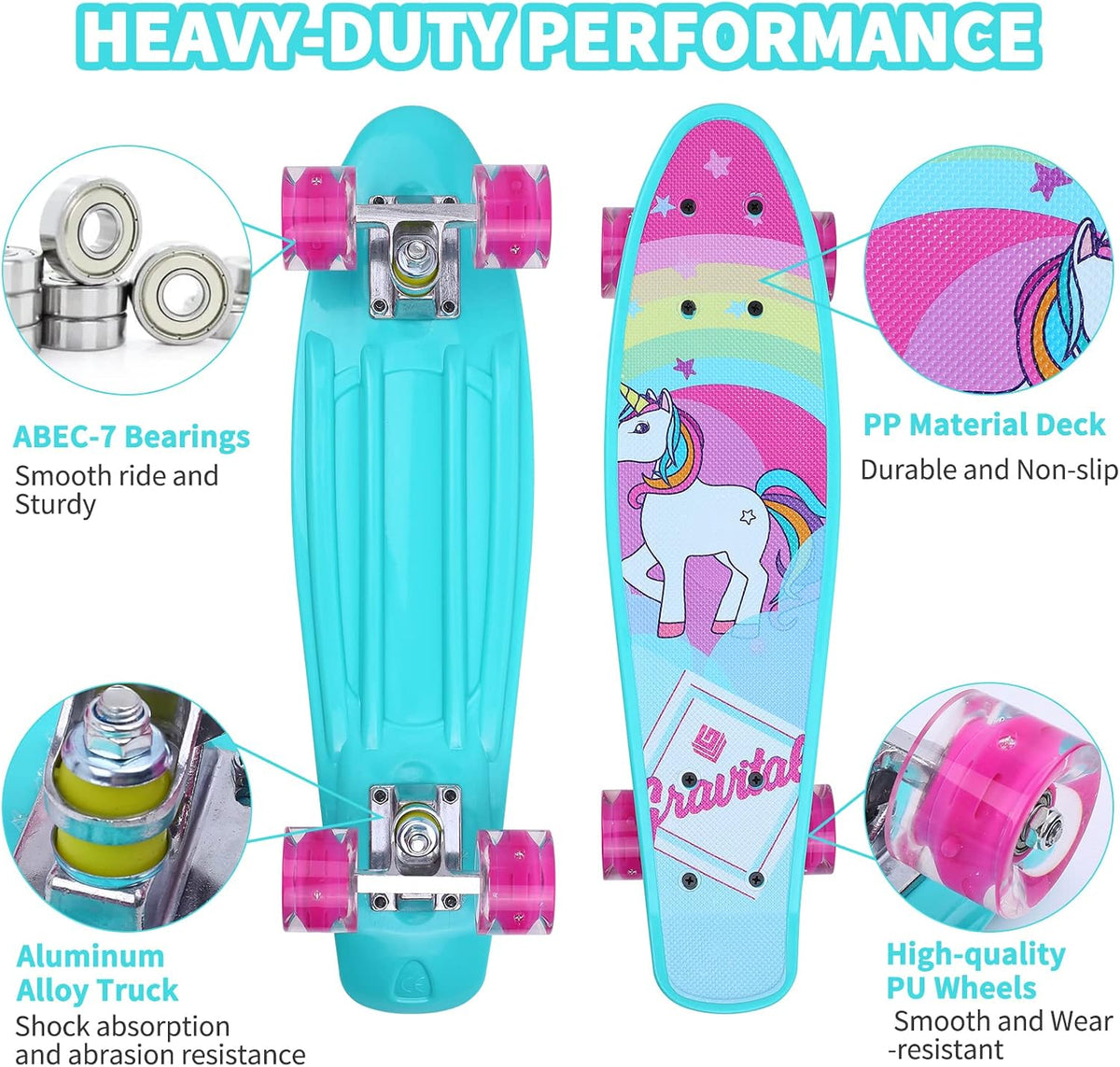 Skateboards, 22" Complete Skateboard - Blue Unicorn - image 3