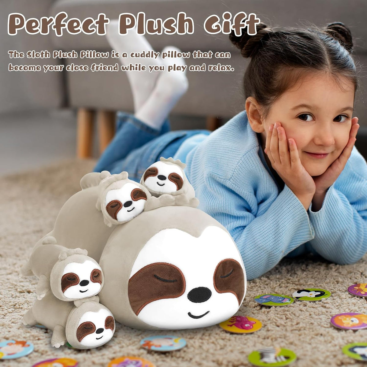TOYSYM Seal Plush with 4 Babies - Sloth - image 3