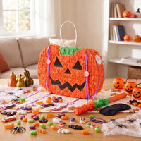 JOYIN Pumpkin Piñata Set, Foldable 10.5 x 16 Inch Jack-O’-Lantern Piñata with Stick and Blindfold - Pumpkin Pinata Set-3pcs - image 2
