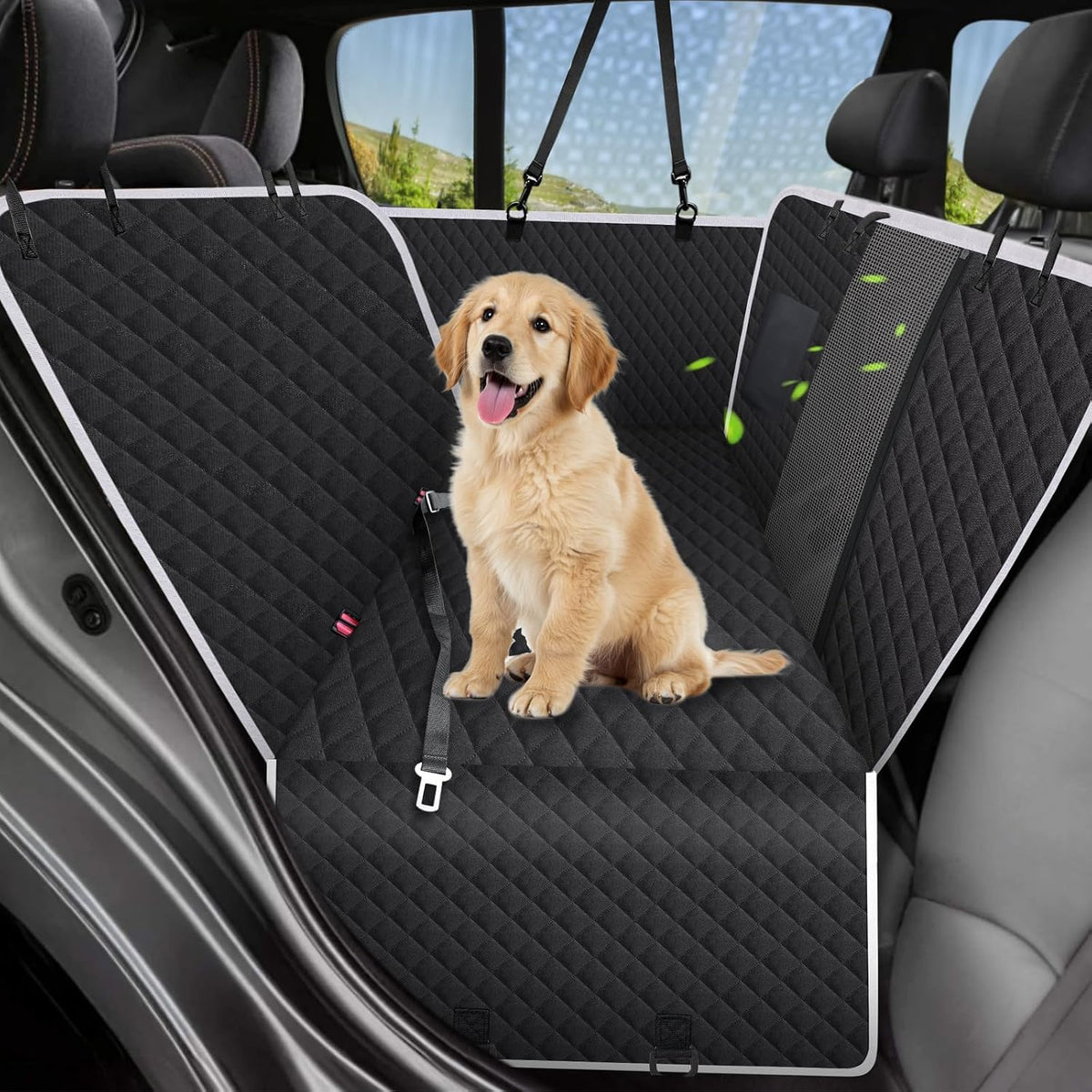 Dog Car Seat Cover Back Seat, Waterproof Nonslip Seat Protector - Black B