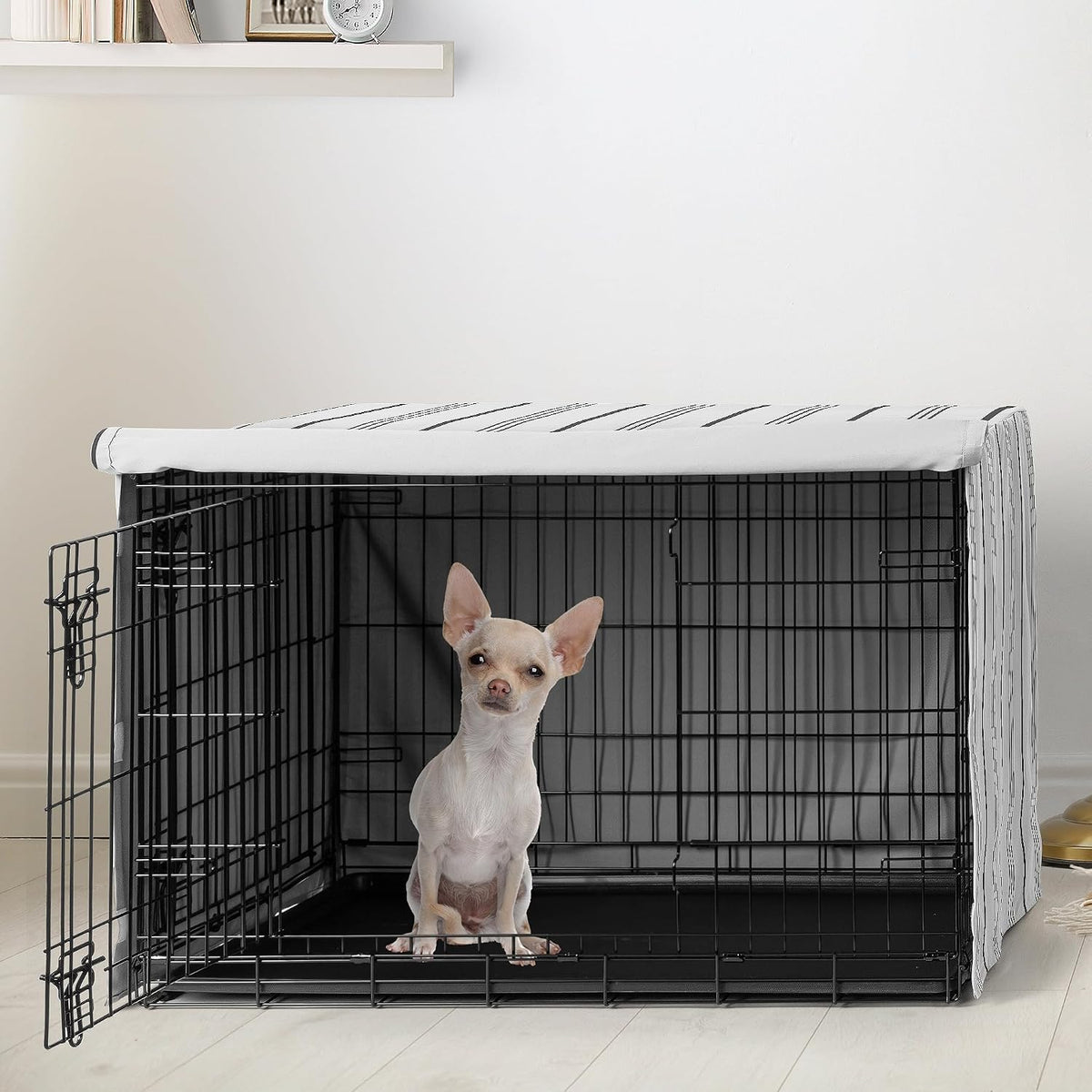 Sweet Jojo Designs 24in. Small Dog Crate Cover Pet Cage - White and Grey Stripe / 24.0"L x 18.5"W x 20.0"H - image 2
