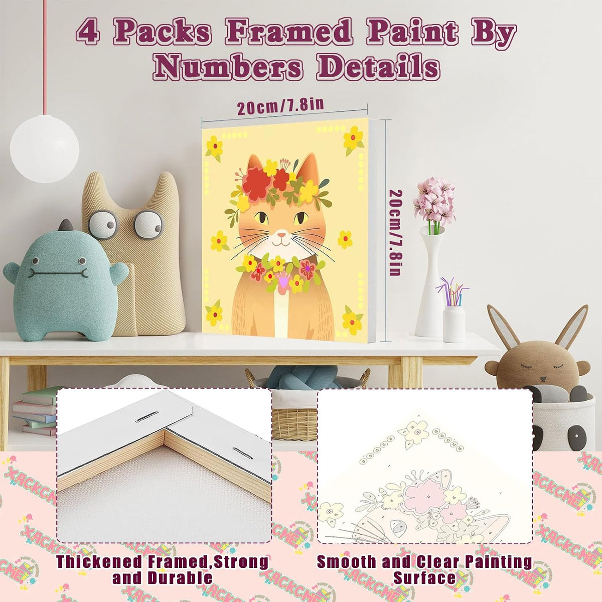 4 Pack Butterfly Paint by Number for kids Wooden Frame - BKH2013+BKH2014+BKH2015+BKH2016 - image 2