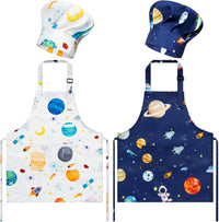 4Pcs Kids Apron and Chef Hat Set Gift for Girls Boys - Planet