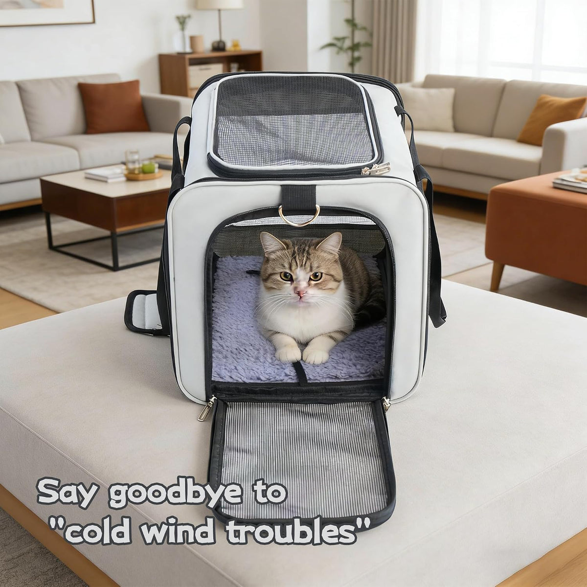 YUNIQUE Soft-Sided Cat & Dog Carrier for Pets Up to 15 Lbs - lightgrey - image 4