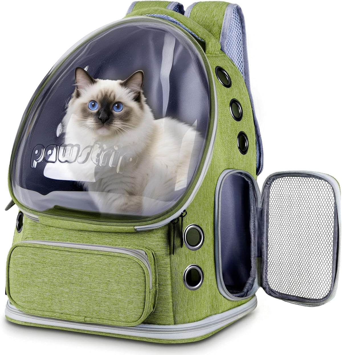 Cat Backpack Carrier Clear Bubble Window for Cats & Small Dogs up - Green
