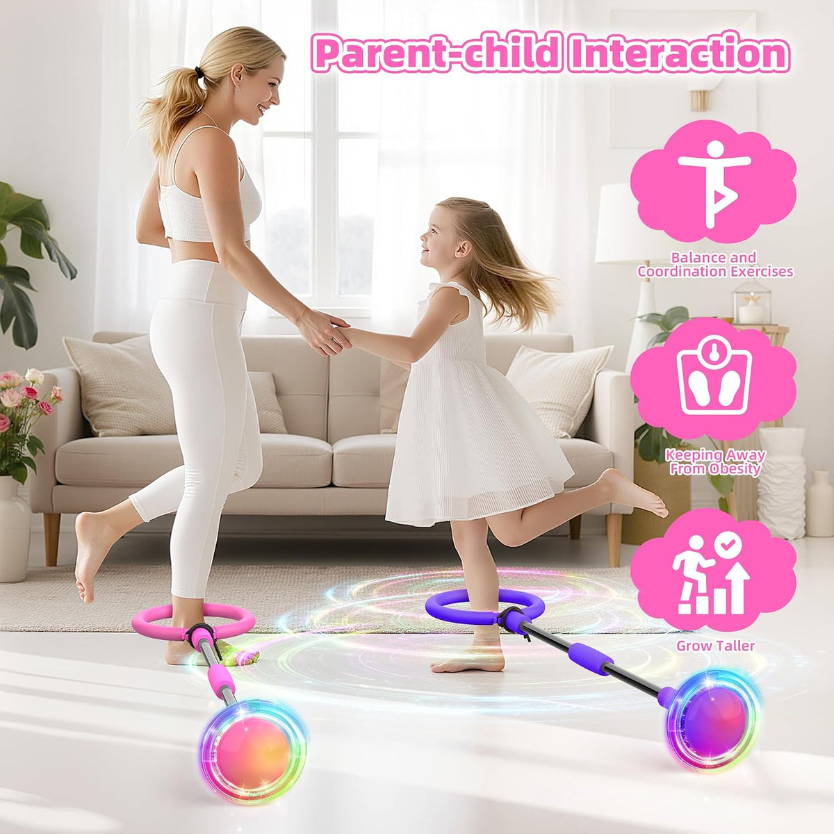 Aidabli purple ankle skip ball for kids with a light up flash wheel and padded ankle loop - view 12