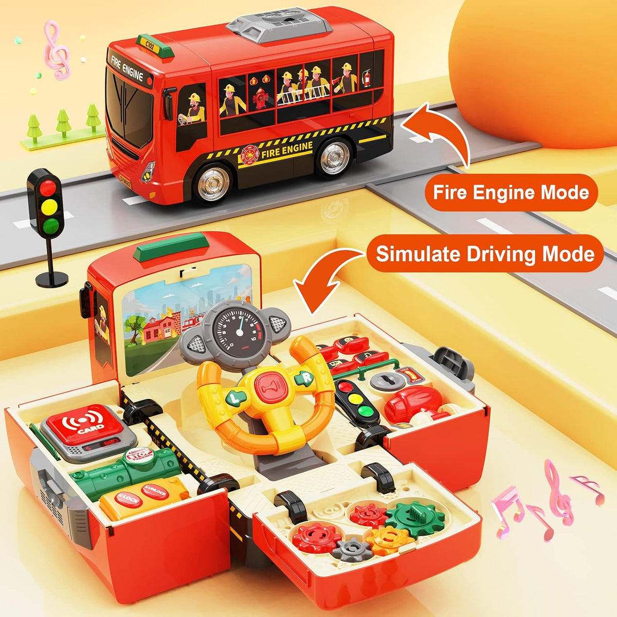 HONGTUO School Bus Toy with Sound and Light - Fire Toy - image 2