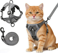 Cat Harness and Leash for Walking - Grey / M : 6.6-9.9 LB