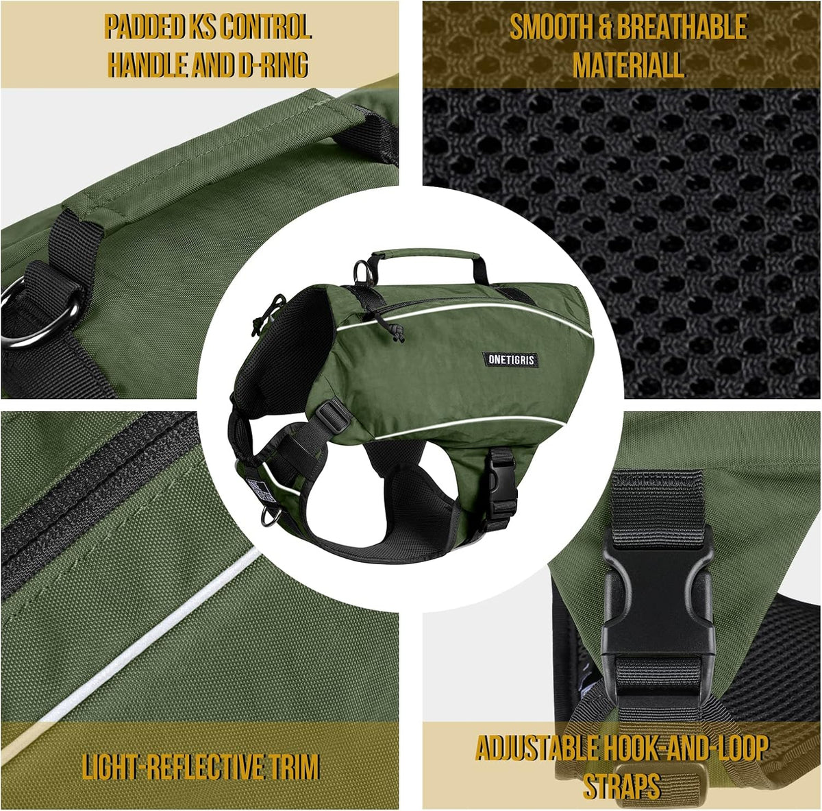 ONETIGRIS Y-Shaped Dog Backpack with Handle - Large / Green - image 3