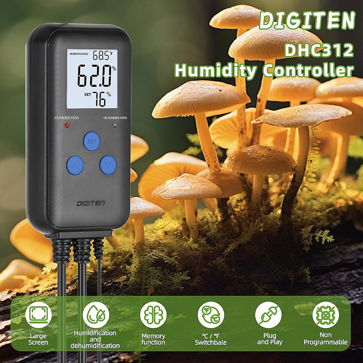 DIGITEN Humidity Controller with Temperature Display for Reptile - image 3