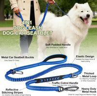 Dog Leash Heavy Duty, Bungee Leash Reflective Car Seat Belt for Dogs Brown – Essentials for Dogs - Blue - image 4
