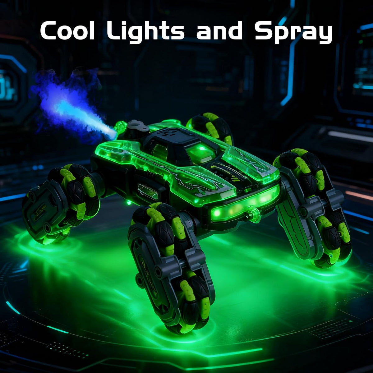 NEXBOX Cool 8 Wheels Hand Controlled rc Stunt Car Toys - Green - image 3