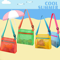 MUYIZI Mesh Beach Bag for Shells Collecting 3 Pack - Yellow+Green+Orange+Blue - image 3