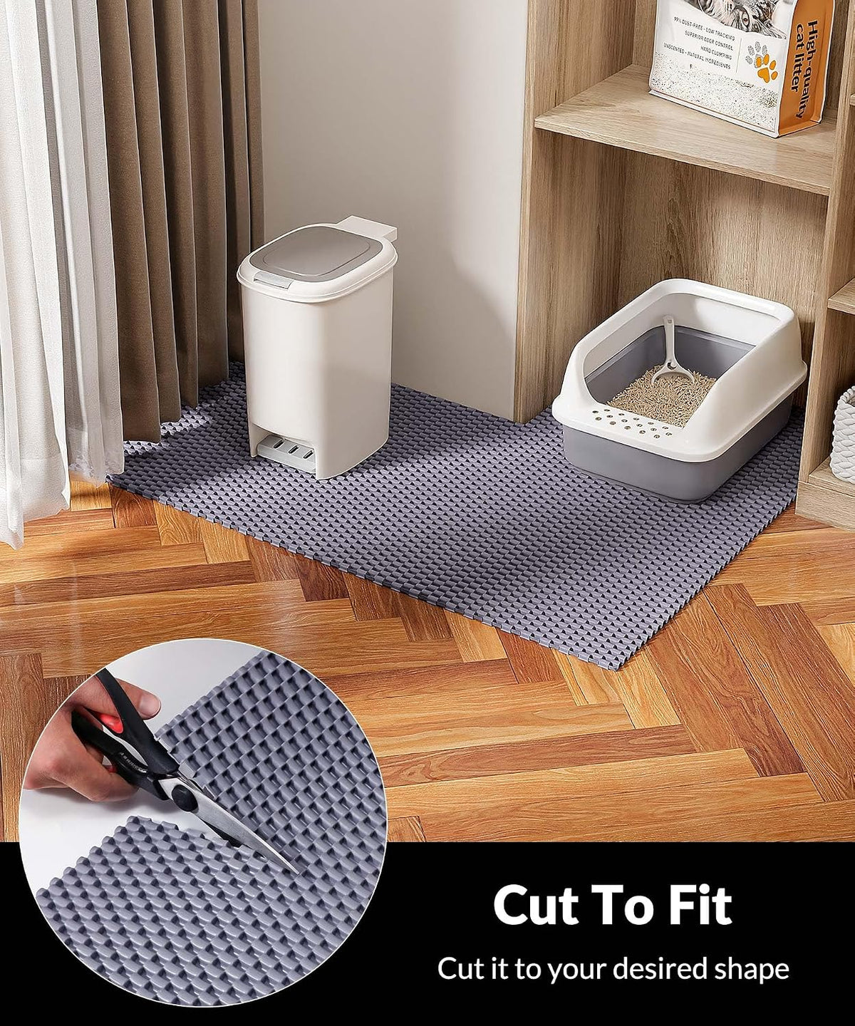 Cat Litter Mat, Cut to Fit Any Place - Grey / 35x23 Inch - image 2
