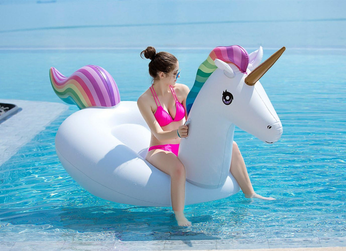 Jasonwell Big Inflatable Unicorn Pool Float Floatie Ride On with Fast - Rainbow / XX-Large - image 4