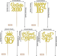 Rose gold glitter vintage 1946 cupcake toppers for an 80th birthday - view 20