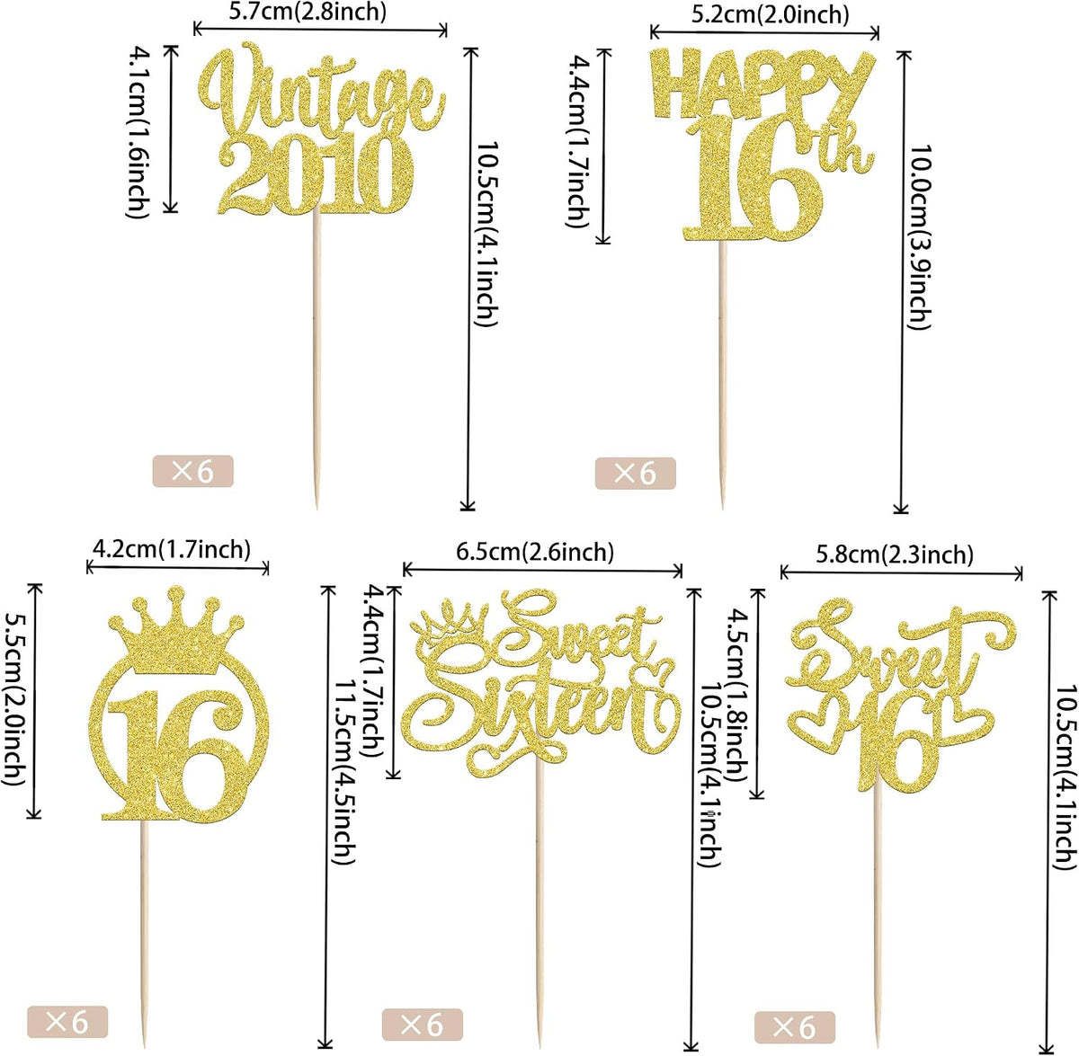 Rose gold glitter vintage 1946 cupcake toppers for an 80th birthday - view 20