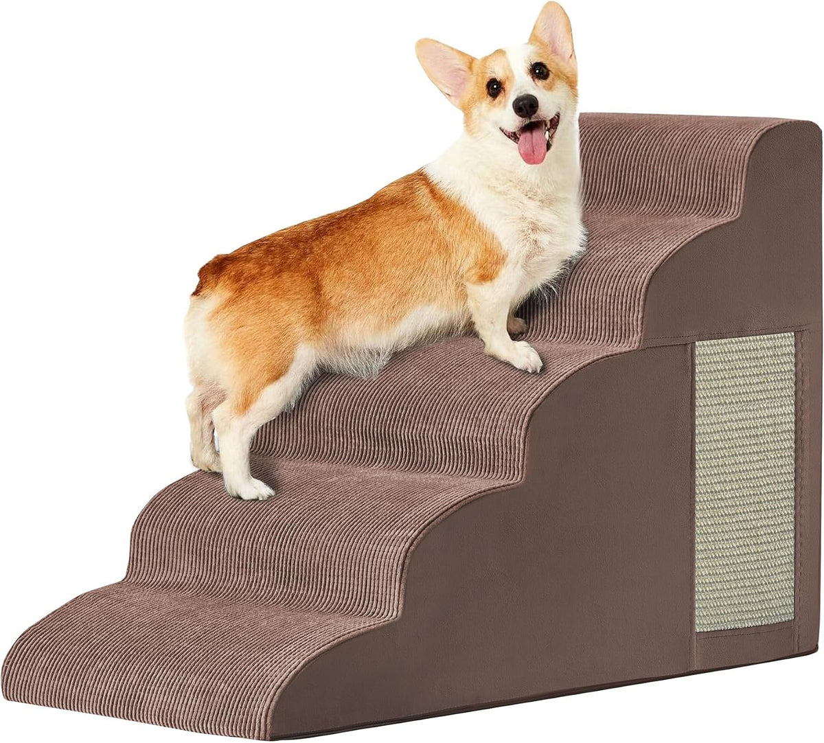 Dog Stairs for Small Dogs 19.7" H, Dog Ramp for Bed, 4-Step - Coffee / 5 / 5-Step 22.6"H