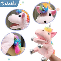 Hopearl white plush unicorn hand puppet with open movable mouth, 12 inches - view 25