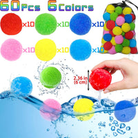 Jishi 60 reusable water balloons sponge balls in six colors with mesh bag - view 2